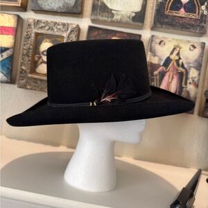 Resistol 4X‎ Beaver Felt Hat T4403 – Black Western Gambler Style – Size 7 1/8